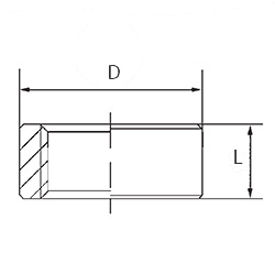 technische Zeichnung der Edelstahl-Gewindemuffe