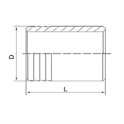 technische Zeichnung der Edelstahl Anschweiß-Schlauchtülle