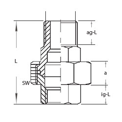 technische Zeichnung der Edelstahlverschraubung