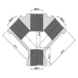 technische Zeichnung des 4-wege-verteiler