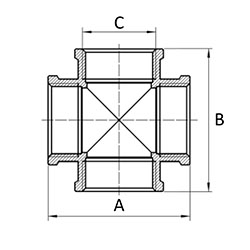 technische Zeichnung des Messing Kreuzstück