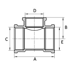 technische Zeichnung des Messing T-Stücks