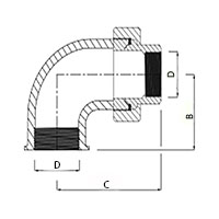 technische Zeichnung der Messingwinkelverschraubung