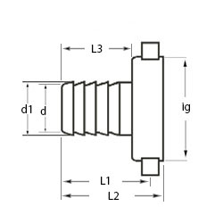 technische Zeichnung der Messing Schlauchtülle