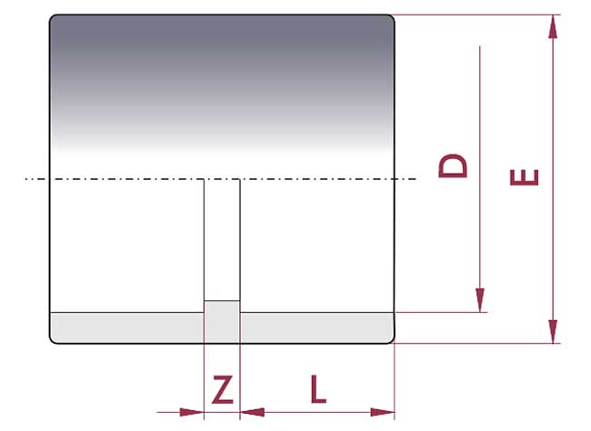 technische Zeichnung der PVC-Klebemuffe