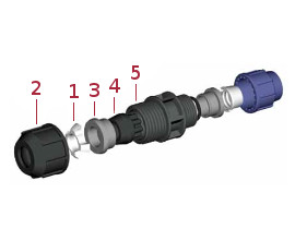 Explosionszeichnung eines Universalfittings