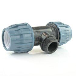 PE T-Stück 2x Klemmmuffe 63 mm, 1x Außengewinde 2" (59,61 mm)
