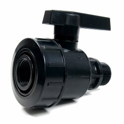 PVC-Kugelhahn Außengewinde x Innengewinde 1 1/4" (41,91 mm), schwarz