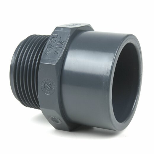 PVC-Gewindestück Klebeseite 10 mm/16 mm, Außengewinde 1/4 (13,16 mm)