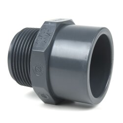 PVC-Gewindestück Klebeseite 110 mm/125 mm, Außengewinde 4" (113,03 mm)