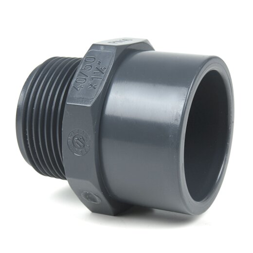 PVC-Gewindestück Klebeseite 12 mm/16 mm, Außengewinde 3/8" (16,66 mm)