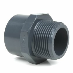 PVC-Gewindestück Klebeseite 16 mm/20 mm, Außengewinde 1/2" (20,96 mm)