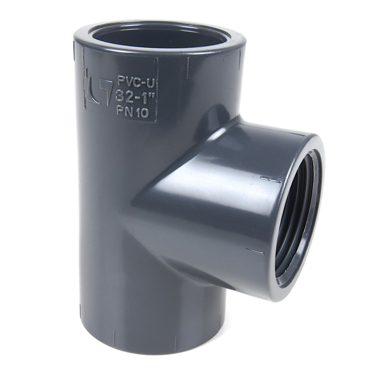 PVC T-Stück 90° 2x 50 mm Klebemuffe, 3/4 (26,44 mm) Innengewinde