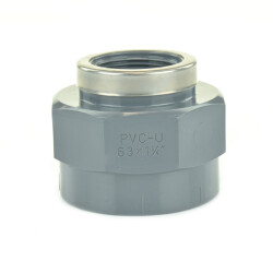 PVC-Gewindemuffe 1x Klebemuffe 63 mm, 1x Innengewinde 1 1/4" (41,91 mm)