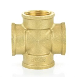 Messing Kreuzstück 4x Innengewinde 1 1/2"...