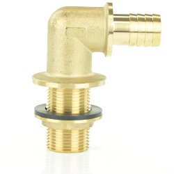 Messing Behälterdurchführung 90° mit Schlauchtülle 1" x 25 mm