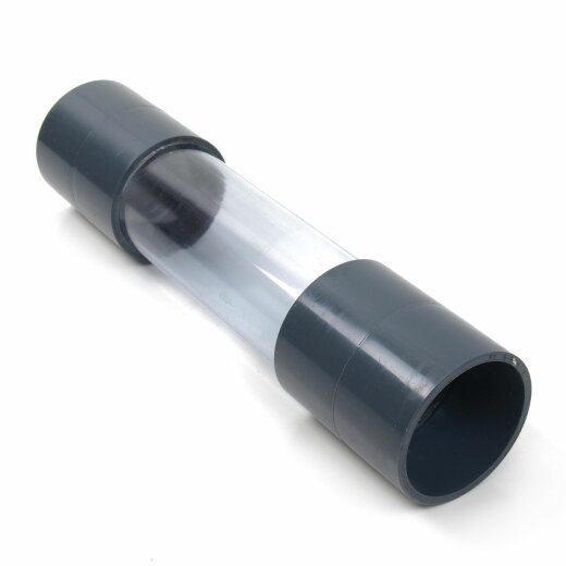 Schauglas aus einem transparenten Rohr und 2 Klebemuffen 50 mm