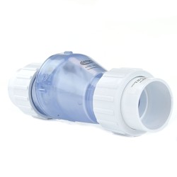 PVC-Rückschlagventil transparent mit Klebemuffen 63 mm (mit Feder)