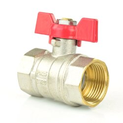 Messing Kugelhahn mit Flügelgriff 2x Innengewinde 1" (33,25 mm)