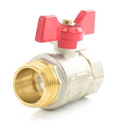 Messing Kugelhahn mit Flügelgriff IG x AG 1/2" (20,96 mm)