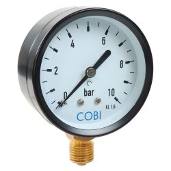 Manometer 63 mm Gehäuse, Anschluss 1/4" unten 0 bis 16 bar