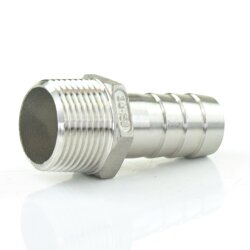 Edelstahlschlauchtülle mit Außengewinde 3/4" x 19 mm