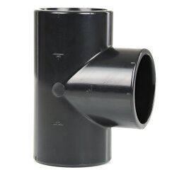 PVC T-Stück 90° schwarz 3x Klebemuffe 50 mm