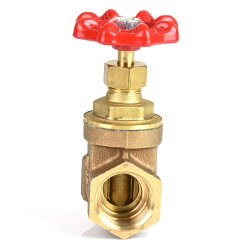 Rotguss Absperrschieber mit Handrad, 2x Innengewinde 1" (33,25 mm)