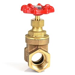 Rotguss Absperrschieber mit Handrad, 2x Innengewinde 1 1/2" (47,80 mm)