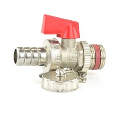Messing KFE-Kugelhahn, selbstdichtend mit Außengewinde 1/2", Schlauchtülle 12 mm