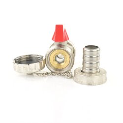 Messing KFE-Kugelhahn, selbstdichtend mit Außengewinde 1/2", Schlauchtülle 12 mm