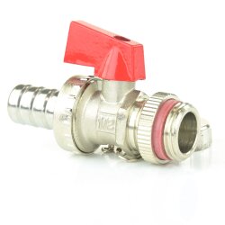 Messing KFE-Kugelhahn, selbstdichtend mit Außengewinde 1/2", Schlauchtülle 12 mm