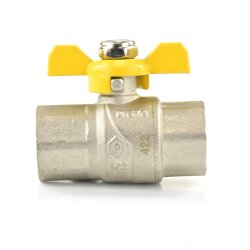 Messing-Gaskugelhahn mit Flügelgriff 2x Innengewinde 1/2" (20,96 mm)