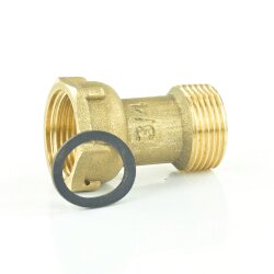 Messing Kupplung mit Überwurfmutter - Außengewinde x Innengewinde 3/4"