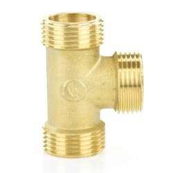 Messing T-Stück 3x Außengewinde 1"