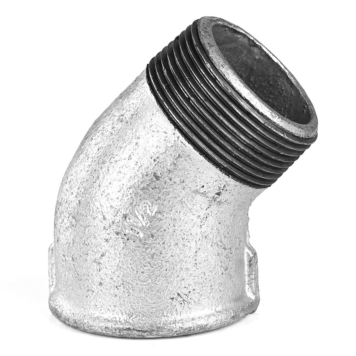 Temperguss Winkel 45°, Außengewinde x Innengewinde 1 1/2\