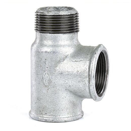 Temperguss T-Stück Innengewinde x Außengewinde (Seite) 1 1/2"