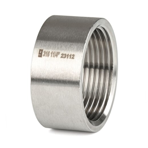 Nr. 272 Edelstahl Gewindemuffe halb 3/4" (26,44 mm) 2x Innengewinde