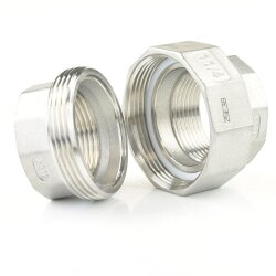 Nr. 330 Edelstahl Verschraubung 1/4" (13,16 mm) mit Dichtung 2x Innengewinde
