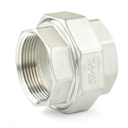 Nr. 330 Edelstahl Verschraubung 1 1/4" (41,91 mm) mit Dichtung 2x Innengewinde