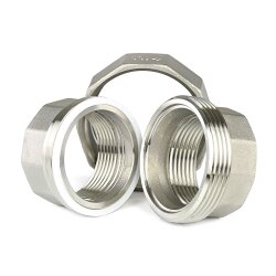 Nr. 330 Edelstahl Verschraubung 2" (59,61 mm) mit Dichtung 2x Innengewinde
