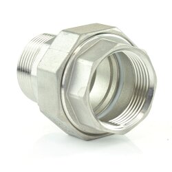 Nr. 331 Edelstahl Verschraubung 3" (87,88 mm) mit Dichtung, IG x AG