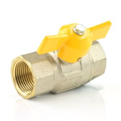 Messing-Gaskugelhahn mit Flügelgriff 2x Innengewinde 1/4"