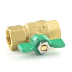 Messingkugelhahn mit Flügelgriff für Trinkwasser DVGW-geprüft 2x Innengewinde 1/2" (20,96 mm)