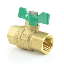 Messingkugelhahn mit Flügelgriff für Trinkwasser DVGW-geprüft 2x Innengewinde 1" (33,25 mm)