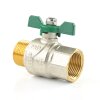 Messingkugelhahn mit Flügelgriff für Trinkwasser DVGW-geprüft IG x AG 1/2" (20,96 mm)
