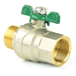 Messingkugelhahn mit Flügelgriff für Trinkwasser DVGW-geprüft IG x AG 3/4" (26,44 mm)