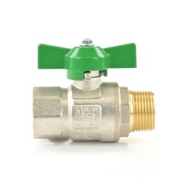 Messingkugelhahn mit Flügelgriff für Trinkwasser DVGW-geprüft IG x AG 3/8" (16,66 mm)