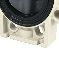 Praher Absperrklappe K4 mit Handhebel, PVC-U/FPM 110 mm (DN 100)