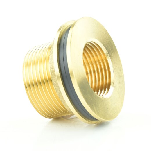 Messing Regentonnendurchführung Außengewinde 3/4" x Innengewinde x 1/2"